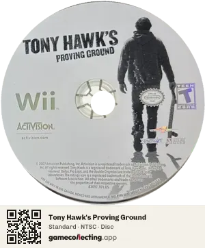 Tony Hawk's Proving Ground Nintendo Wii, NTSC disc