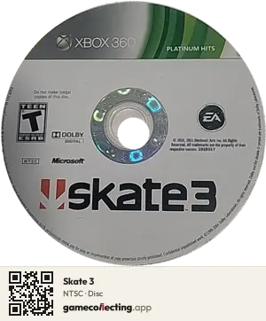 Skate 3 Xbox 360, NTSC disc