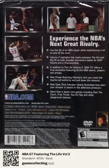NBA 07 Featuring The Life Vol 2 PlayStation 2, NTSC box back