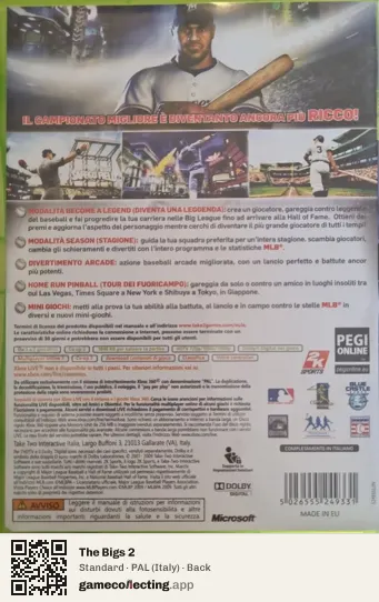 The Bigs 2 Xbox 360, Italy box back