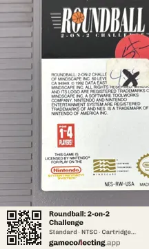 Roundball: 2-on-2 Challenge Nintendo Entertainment System, NTSC cartridge label