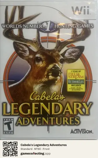Cabela's Legendary Adventures Nintendo Wii, NTSC box front
