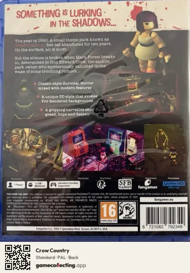 Crow Country PlayStation 5, PAL box back