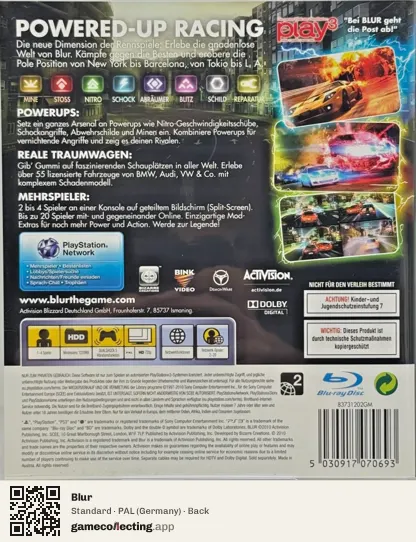 Blur PlayStation 3, Germany box back
