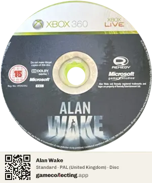 Alan Wake Xbox 360, PAL disc