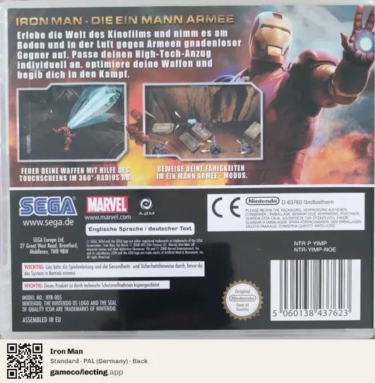 Iron Man Nintendo DS, Germany box back