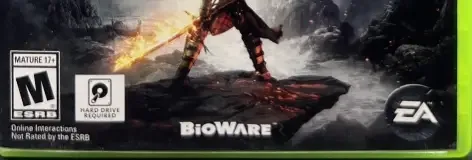 Dragon Age: Inquisition, the ESRB box on its front