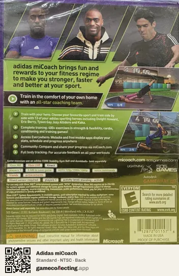 Adidas miCoach Xbox 360, NTSC box back