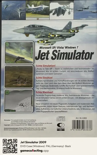Jet Simulator 2009 Computer, Germany box back