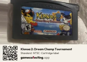 Klonoa 2: Dream Champ Tournament Game Boy Advance, NTSC cartridge label
