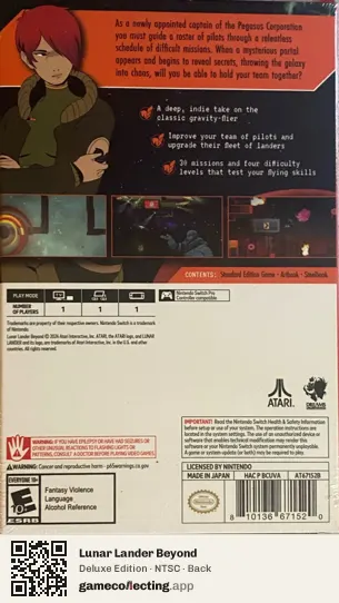 Lunar Lander Beyond Nintendo Switch, NTSC box back