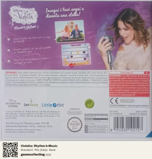 Violetta: Rhythm & Music Nintendo 3DS, Italy box back