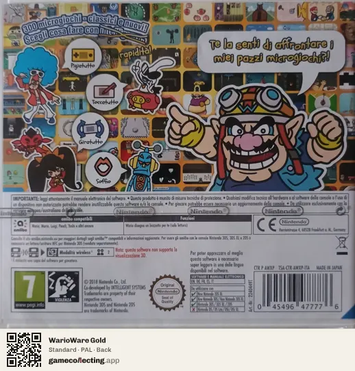 WarioWare Gold Nintendo 3DS, PAL box back