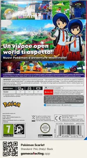 Pokémon Scarlet Nintendo Switch, Italy box back
