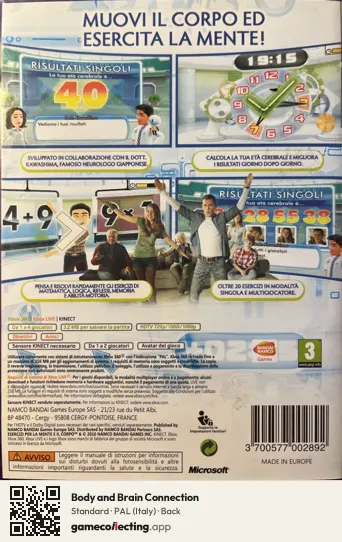 Body and Brain Connection Xbox 360, Italy box back