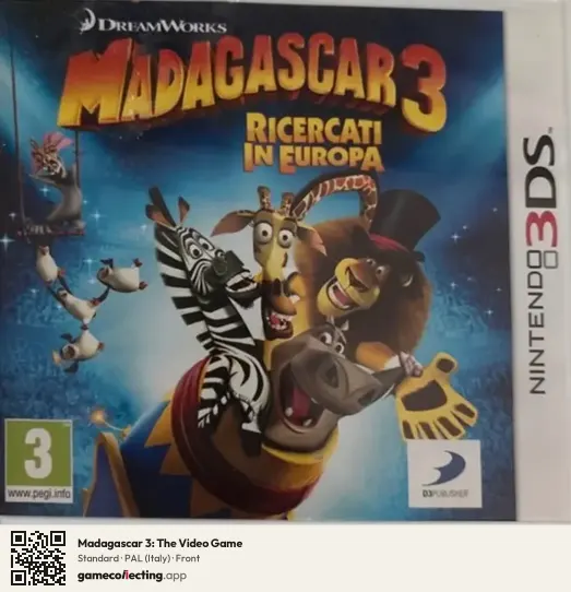 Madagascar 3: The Video Game Nintendo 3DS, Italy box front