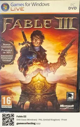 Fable III Computer, United Kingdom box front