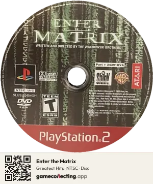 Enter the Matrix PlayStation 2, NTSC disc