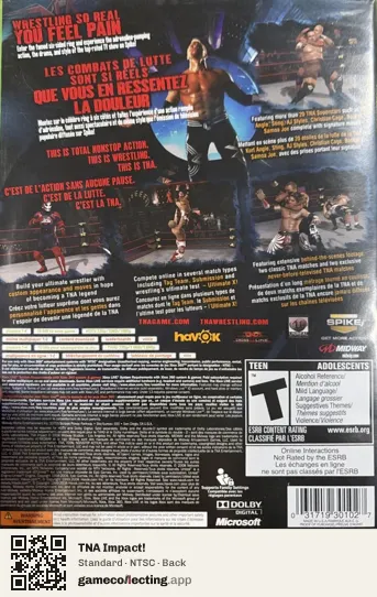 TNA Impact! Xbox 360, NTSC box back