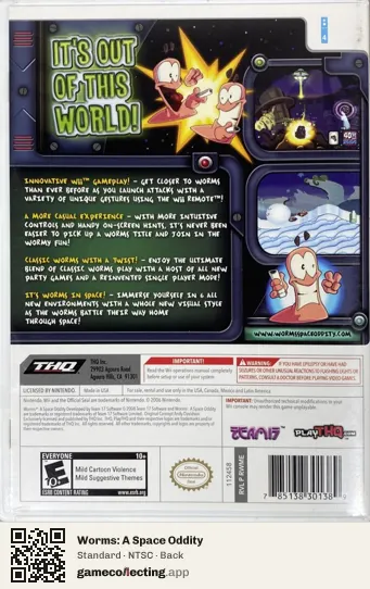 Worms: A Space Oddity Nintendo Wii, NTSC box back