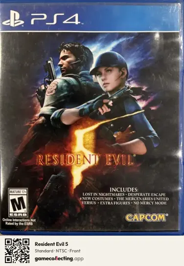 Resident Evil 5 PlayStation 4, NTSC box front