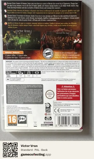 Victor Vran Nintendo Switch, PAL box back