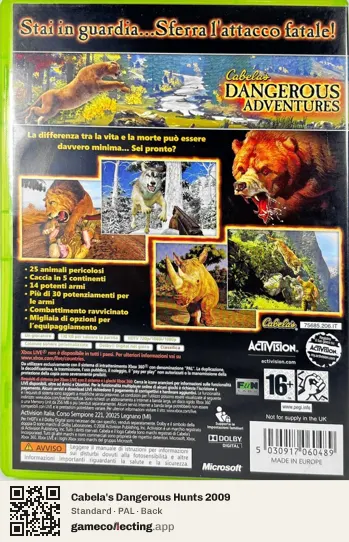 Cabela's Dangerous Hunts 2009 Xbox 360, PAL box back