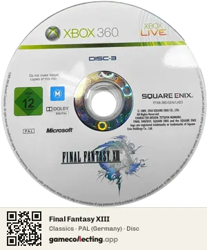 Final Fantasy XIII Xbox 360, PAL disc