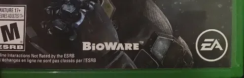 Mass Effect: Andromeda, the ESRB box on its front