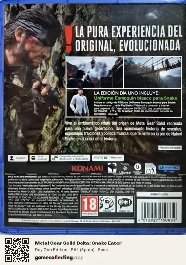 Metal Gear Solid Delta: Snake Eater PlayStation 5, Spain box back