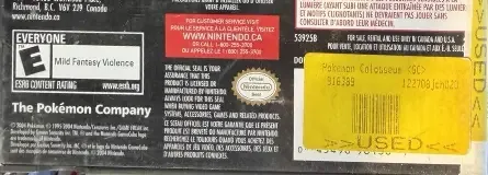 Pokémon Colosseum, the ESRB box on its front