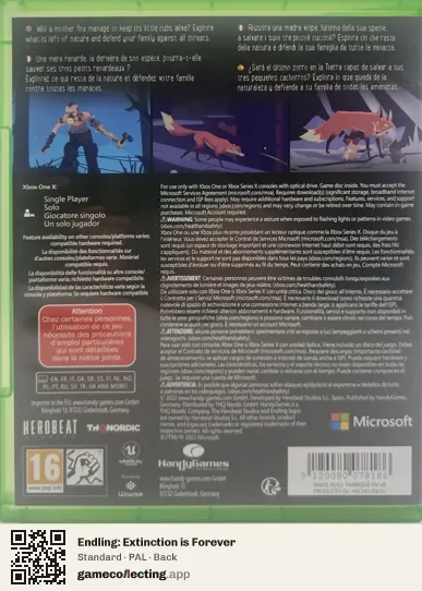 Endling: Extinction is Forever Xbox One, PAL box back
