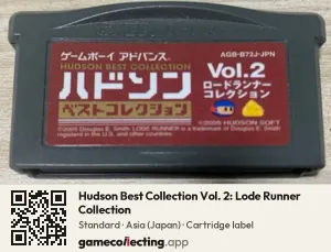 Hudson Best Collection Vol. 2: Lode Runner Collection Game Boy Advance, Asia cartridge label