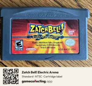 Zatch Bell! Electric Arena Game Boy Advance, NTSC cartridge label