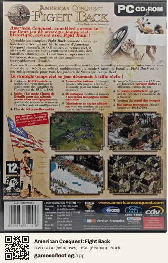 American Conquest: Fight Back Computer, France box back