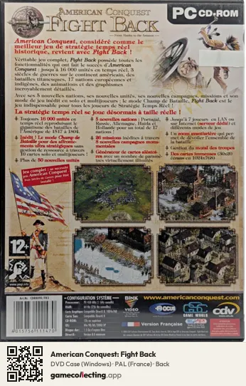 American Conquest: Fight Back Computer, France box back