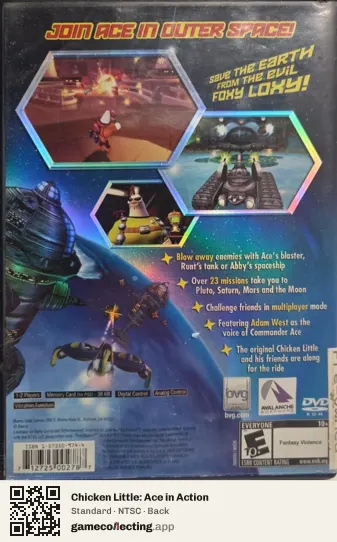 Chicken Little: Ace in Action PlayStation 2, NTSC box back