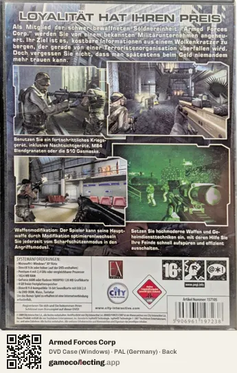 Armed Forces Corp Computer, Germany box back