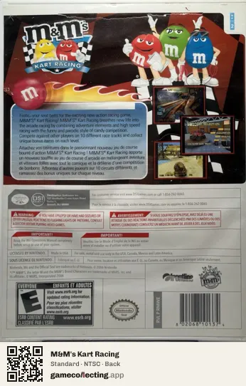 M&M's Kart Racing Nintendo Wii, NTSC box back