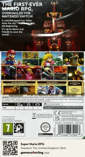 Super Mario RPG Nintendo Switch, United Kingdom box back