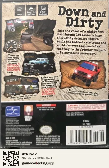 4x4 Evo 2 Nintendo GameCube, NTSC box back