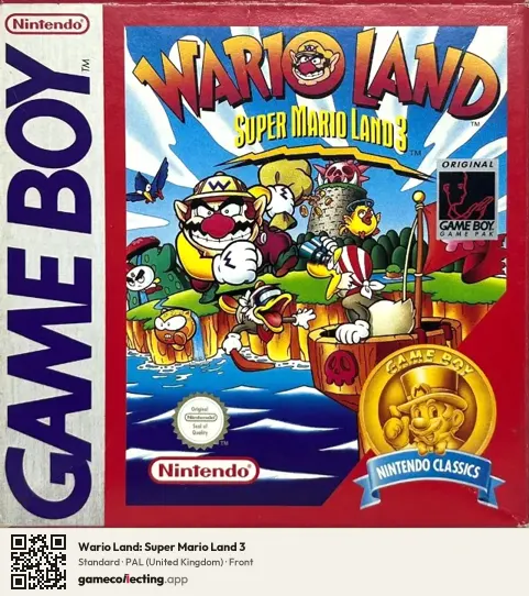 Wario Land: Super Mario Land 3 Game Boy, United Kingdom box front
