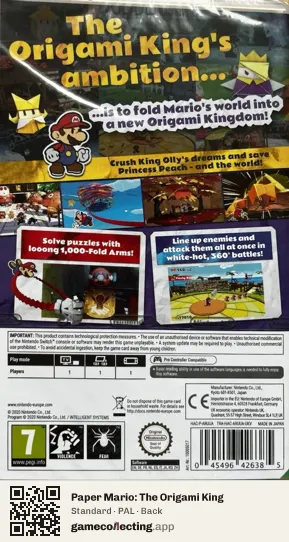 Paper Mario: The Origami King Nintendo Switch, PAL box back