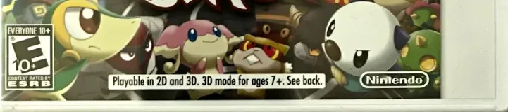 Pokémon Rumble Blast, the ESRB box on its front