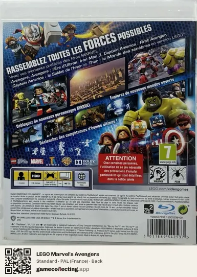 LEGO Marvel's Avengers PlayStation 3, France box back