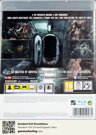 Resident Evil: Revelations PlayStation 3, United Kingdom box back