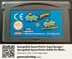 SpongeBob SquarePants: SuperSponge / SpongeBob SquarePants: Battle for Bikini Bottom Game Boy Advance, PAL cartridge label