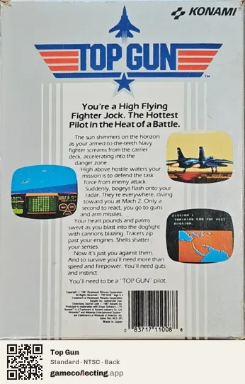 Top Gun Nintendo Entertainment System, NTSC box back