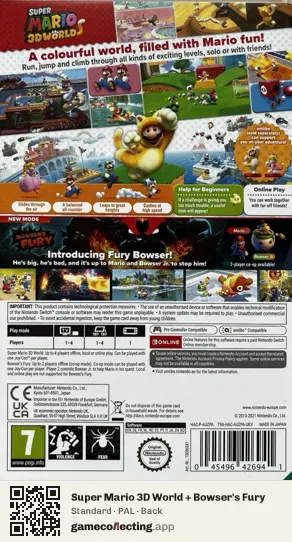 Super Mario 3D World + Bowser's Fury Nintendo Switch, PAL box back