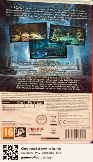 Chronos: Before the Ashes Nintendo Switch, Germany box back